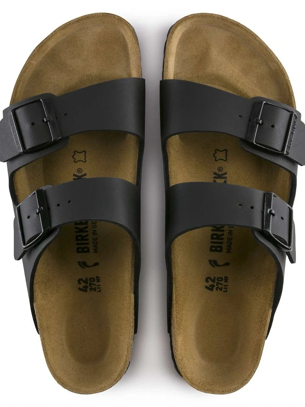 Birkenstock Arizona Men's Two-Strap Sandal in Black with Natural Footbed